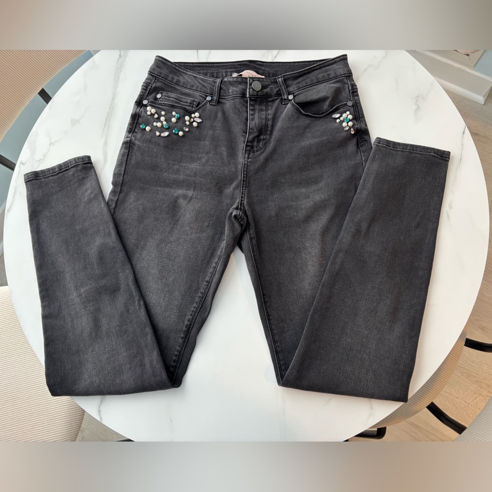 Philosophy Embellished Charcoal Gray Women's Jeans
